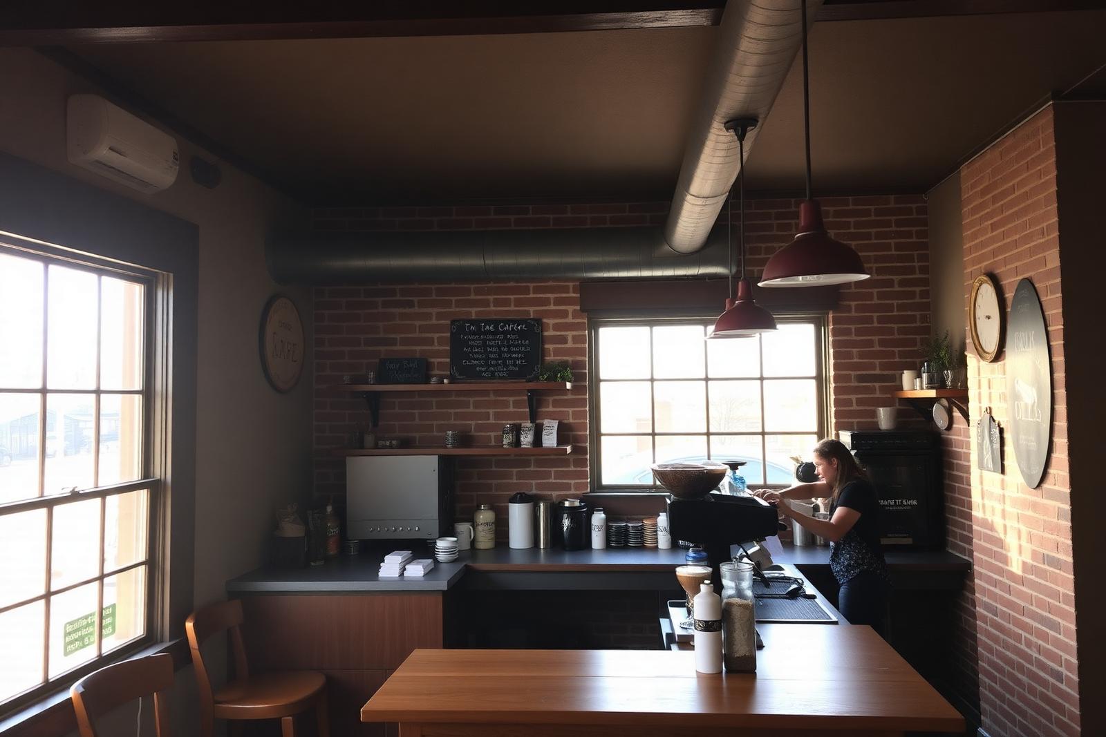 Warm, cozy interior of Black Creek Coffee with sofas, chairs, and a book corner